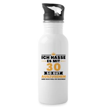 Ich hasse es mit 30 Geburtstag Gut Aussehen - Trinkflasche mit integriertem Trinkhalm - Weiß - Rechts