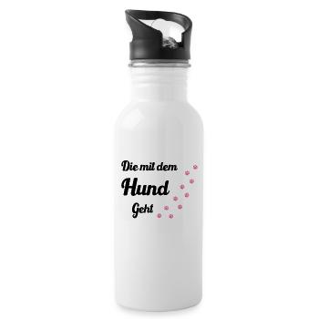 Who walks with the dog - Water bottle with straw - white - Right