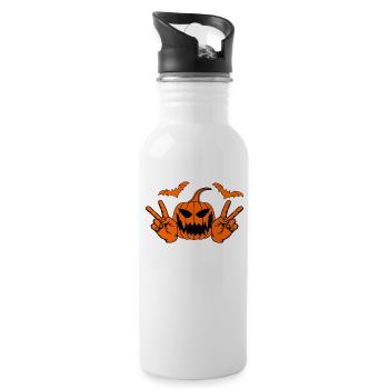 Helloween Peace Victory Hand Symbol Bat - Water bottle with straw - white - Right