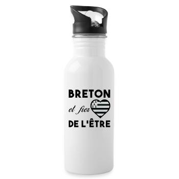Bretagne - Breton et fier de l'être Fierté région - Gourde avec paille intégrée - blanc - Droite