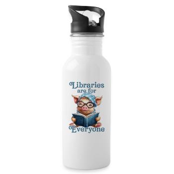 Libraries are for everyone Librarian - Water bottle with straw - white - Right