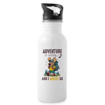 Adventure Is Calling Kids Cute Moose - Water bottle with straw - white - Right