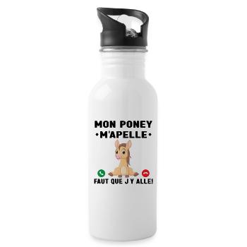 Mon Poney M'Apelle Pilote De Poney Cadeau Poney - Gourde avec paille intégrée - blanc - Droite