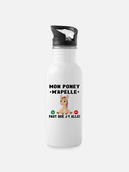 Mon Poney M'Apelle Pilote De Poney Cadeau Poney - Gourde avec paille intégrée - blanc