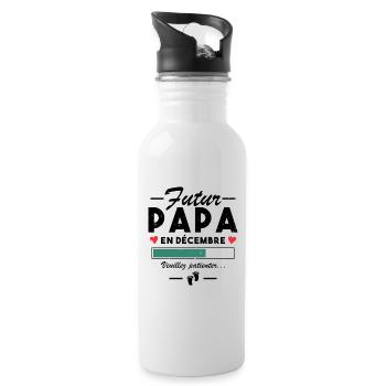 Homme Annonce Grossesse Futur Papa En décembre - Gourde avec paille intégrée - blanc - Droite