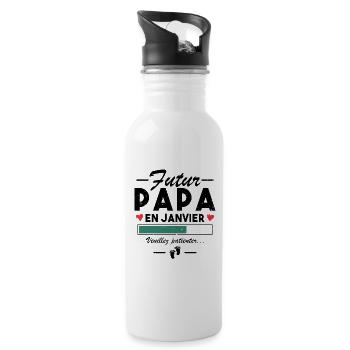 Futur Papa En Janvier Bébé Homme Cadeau - Gourde avec paille intégrée - blanc - Droite