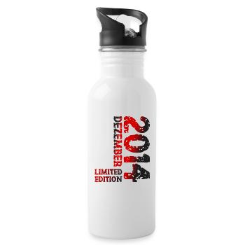 2014 Dezember Limited Edition 9. Geburtstag Deko - Trinkflasche mit integriertem Trinkhalm - Weiß - Rechts