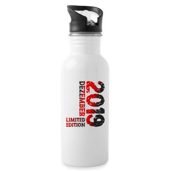 2019 Dezember Limited Edition 4. Geburtstag Deko - Trinkflasche mit integriertem Trinkhalm - Weiß - Rechts