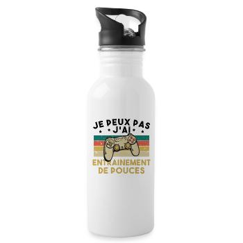 Je Peux Pas J'ai Entrainement De Pouces Cadeau - Gourde avec paille intégrée - blanc - Droite