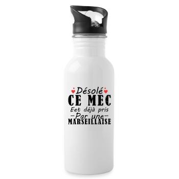 Mec Avec Marseillaise Cadeau Couple Saint Valentin - Gourde avec paille intégrée - blanc - Droite