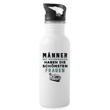 Männer mit Wohnwagen haben die schönsten Frauen - Trinkflasche mit integriertem Trinkhalm - Weiß - Rechts