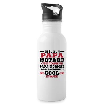 Homme Papa Motard Humour Cadeau motocycliste - Gourde avec paille intégrée - blanc - Droite