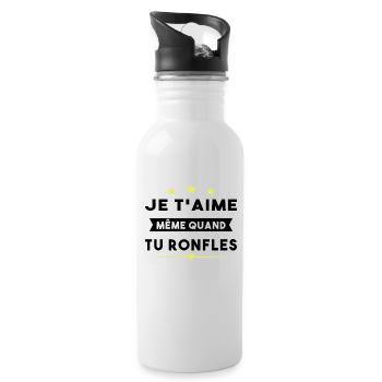 Couple Saint Valentin Je T'aime Quand Tu Ronfles - Gourde avec paille intégrée - blanc - Droite