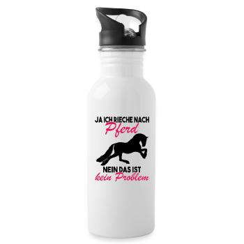 Ja ich rieche nach Pferd Nein das ist kein - Trinkflasche mit integriertem Trinkhalm - Weiß - Rechts