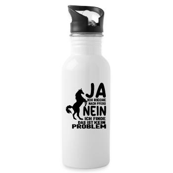 Ja ich rieche wie ein Pferd Sprücheklopfer Frauen - Trinkflasche mit integriertem Trinkhalm - Weiß - Rechts