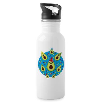 Karneval Avocados mit viel Konfetti. - Trinkflasche mit integriertem Trinkhalm - Weiß - Rechts