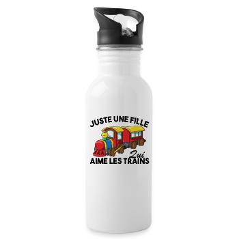 Enfant Juste une fille qui aime les trains Humour - Gourde avec paille intégrée - blanc - Droite