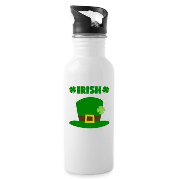 Accessoires de la Saint-Patrick Irlande Shamrock décoration - Gourde avec paille intégrée - blanc - Droite