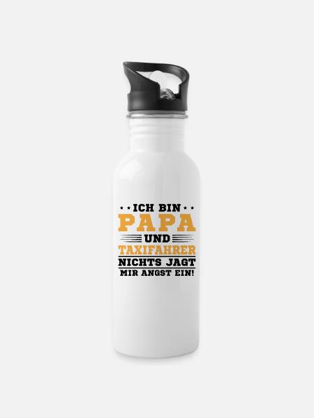 Papa Und Taxifahrer - Trinkflasche mit integriertem Trinkhalm - Weiß