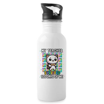 Mein Lehrer überlebte 100 Tage von mir Lustig 100. - Trinkflasche mit integriertem Trinkhalm - Weiß - Rechts