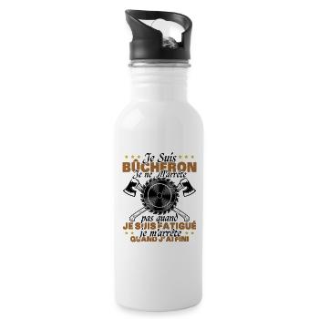 Drôle Cadeau Tronçonneuse Disant Je Suis Bûcheron - Gourde avec paille intégrée - blanc - Droite