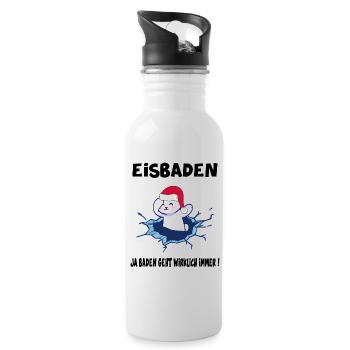 Ice Bath Polar Bear Ice Bath Winter Swimmer Winter Pool - Water bottle with straw - white - Right