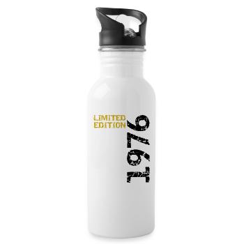 1976 Limited Edition Birthday Gift Wife Husband - Water bottle with straw - white - Right