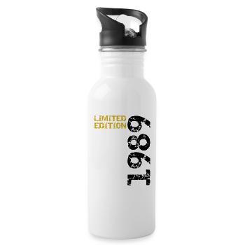 1989 Limited Edition Birthday Gift Wife Husband - Water bottle with straw - white - Right