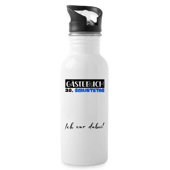 20 Geburtstag Geschenk Mann Deko Männer Gästebuch - Trinkflasche mit integriertem Trinkhalm - Weiß - Rechts