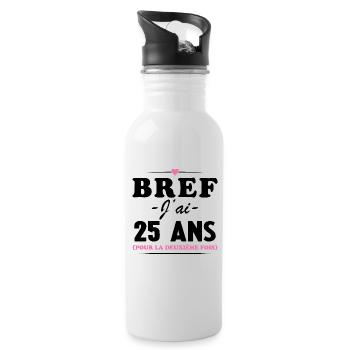 50 ans Anniversaire 25 ans Pour La Deuxième Fois - Gourde avec paille intégrée - blanc - Droite