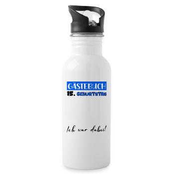 Guestbook Decoration Men Boys15. Birthday Tshirt - Water bottle with straw - white - Right