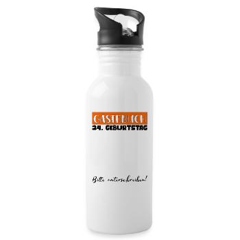 24 Birthday Gift Women's Decoration Men's Guestbook - Water bottle with straw - white - Right