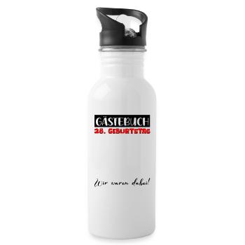 28 Birthday Gift Women's Decoration Men's Guestbook - Water bottle with straw - white - Right