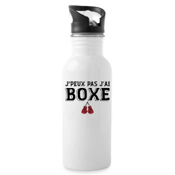 Ich kann nicht Boxen Humor Boxen, Boxer Geschenk - Trinkflasche mit integriertem Trinkhalm - Weiß - Rechts