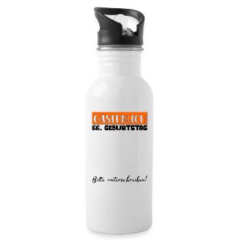 66 Birthday Gift Women's Decoration Men's Guestbook - Water bottle with straw - white - Right