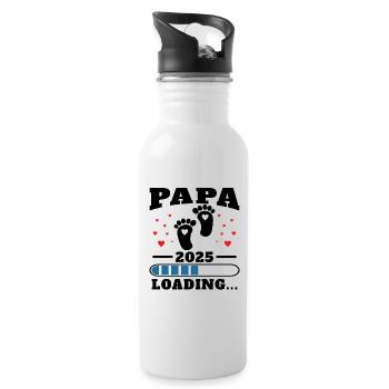 Papa 2025 Drôle Cadeau de Fête des Pères Femmes Enceintes - Gourde avec paille intégrée - blanc - Droite