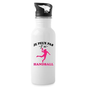Je peux pas j'ai Handball - Gourde avec paille intégrée - blanc - Droite