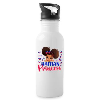 Haitianische Prinzessin Haiti Flagge Melanin für Schwarzes Mädchen - Trinkflasche mit integriertem Trinkhalm - Weiß - Rechts