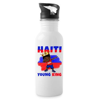 Haiti Junger König Haiti Flagge Melanin für Schwarze Jungen - Trinkflasche mit integriertem Trinkhalm - Weiß - Rechts