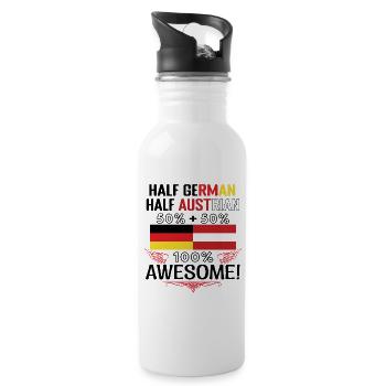 Mi-allemand, mi-autrichien - Gourde avec paille intégrée - blanc - Droite