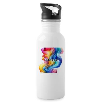 LGBTQIA+ - Trinkflasche mit integriertem Trinkhalm - Weiß - Rechts