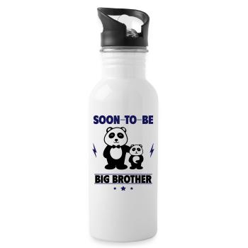 Big brother soon: funny and sweet announcement - Water bottle with straw - white - Right