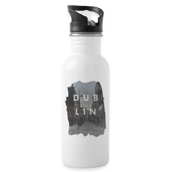 Dublin Print für Irland-Fans - Trinkflasche mit integriertem Trinkhalm - Weiß - Rechts