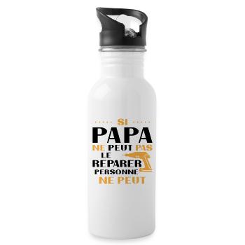 Papa Bricoleur Si Papa Ne Peut Pas Le Réparer. - Gourde avec paille intégrée - blanc - Droite