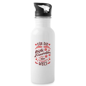 Beste Freundin der Welt Seelenverwandte - Trinkflasche mit integriertem Trinkhalm - Weiß - Rechts