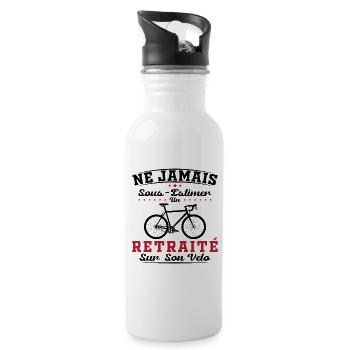 Un Retraité Sur Son Vélo Humour Retraite Cycliste - Gourde avec paille intégrée - blanc - Droite
