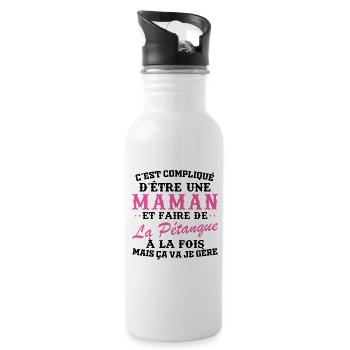 Mom and petanque - Water bottle with straw - white - Right