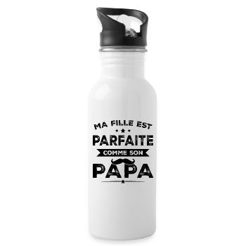 Meine Tochter ist perfekt wie ihr Papa Humor Geschenk - Trinkflasche mit integriertem Trinkhalm - Weiß - Rechts