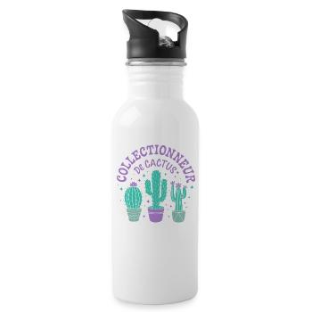 Collectionneur de Cactus - Gourde avec paille intégrée - blanc - Droite