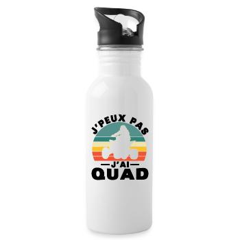 Ich kann nicht, ich habe Quad - Trinkflasche mit integriertem Trinkhalm - Weiß - Rechts